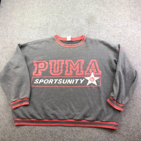 Puma Other - Vintage Puma Sweatshirt Mens 2XL Gray Red Spell Out Sportsunity